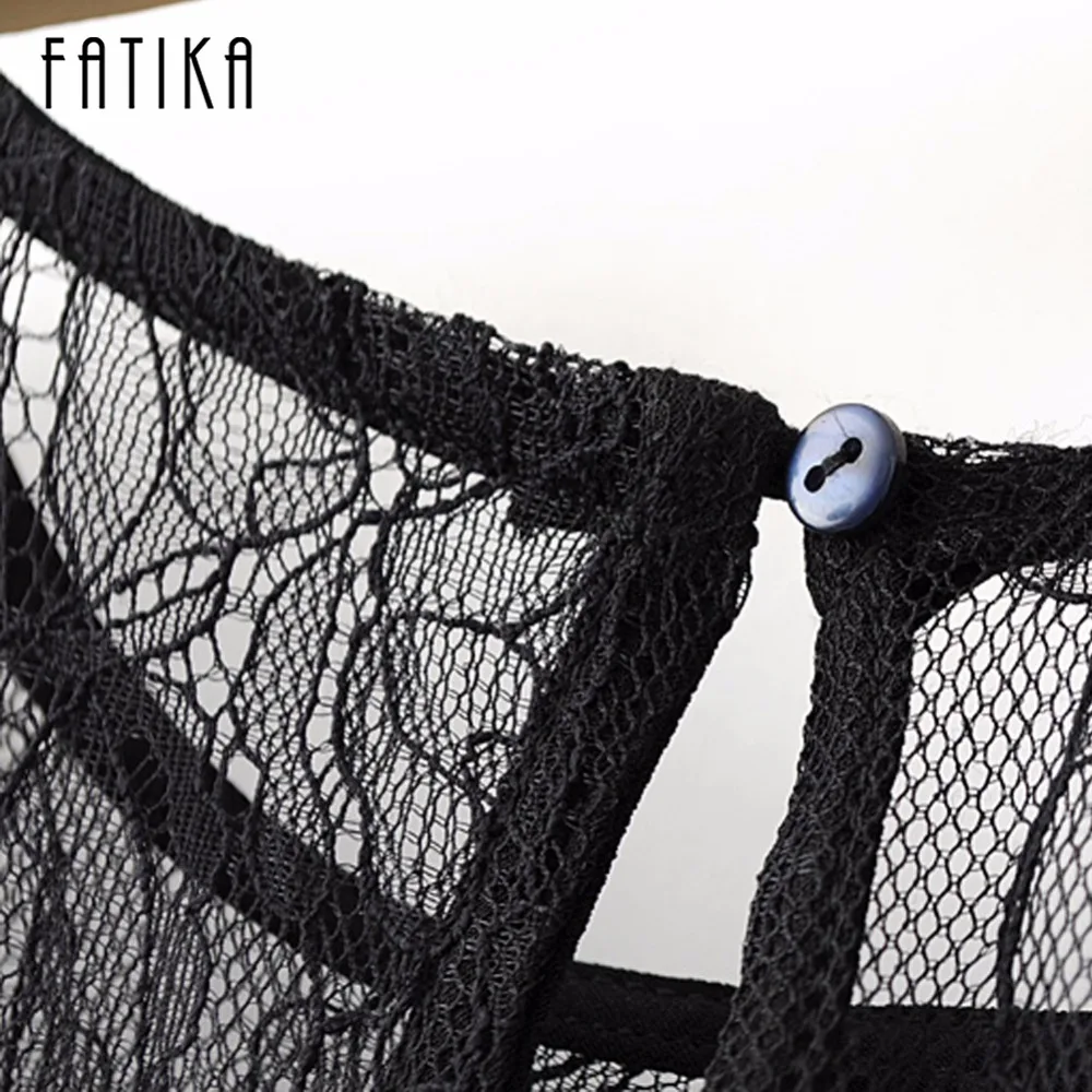 Fatika Новинки для женщин модные пикантные Кружево платье с средним рукавом Дамы