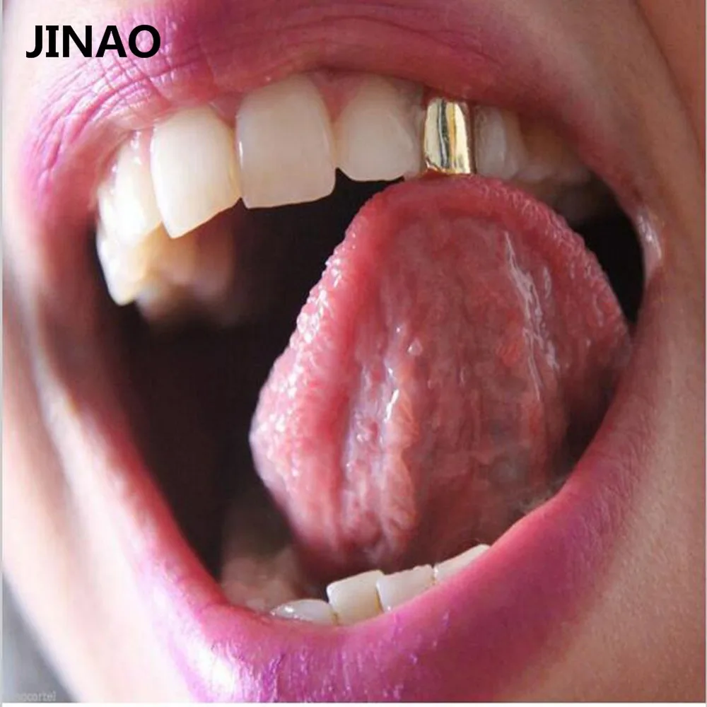 JINAO хип хоп Grillz новый пользовательский Fit золото Цвет покрытием один зуб грили