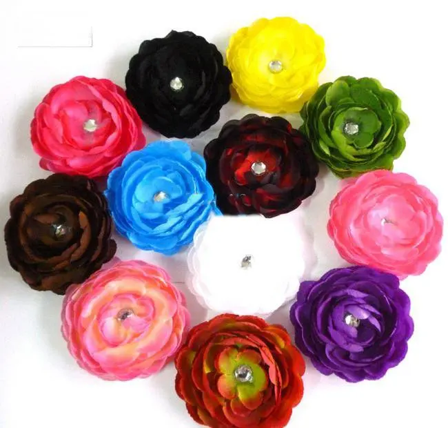300 шт. цветочные банты для волос Детские детские на клипсе девочек из сатина шелка