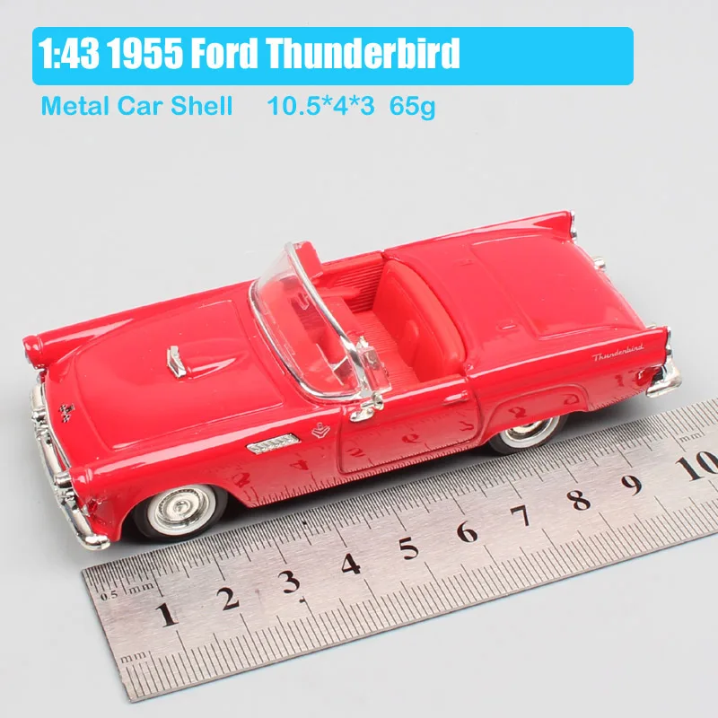 Детские 1:43, брендовые винтажные Ретро 1955 Ford Thunderbird T-Bird металлические транспортные средства, трансформируемые модели литья под давлением, масштаб, мини-автомобили, игрушки для хобби - Цвет: Red