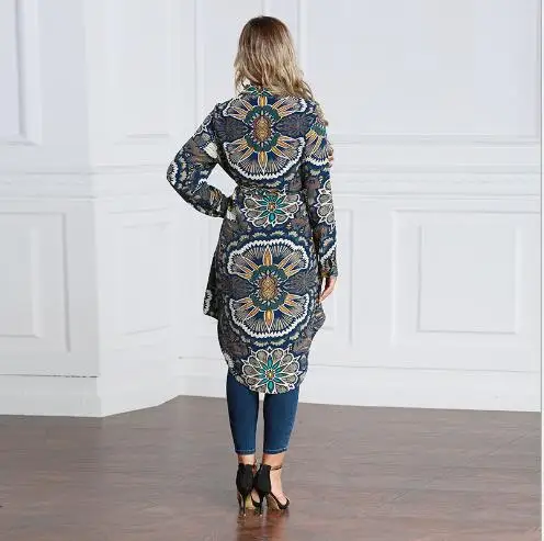 Мусульманская блузка женские топы платье рубашка с принтом абайя свободный