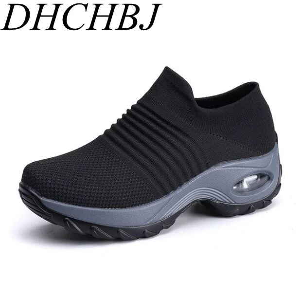 Женские кроссовки на платформе сетчатые сникерсы толстой подошве прогулочная