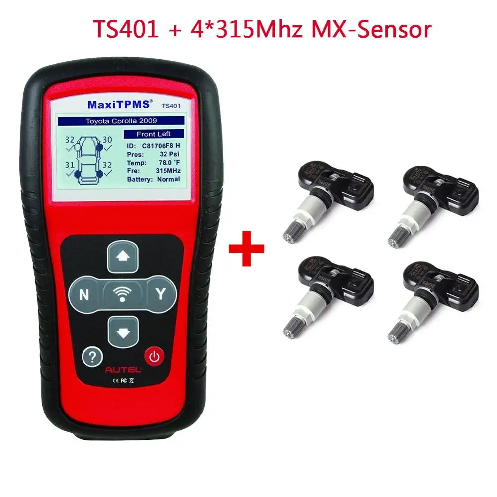 AUTEL MaxiTPMS TS401 TPMS сканирующий инструмент сканер универсальный датчик давления в шинах активатор инструменты для программирования 433/315 МГц Mx сенсор s - Цвет: with 4 pcs 315mhz