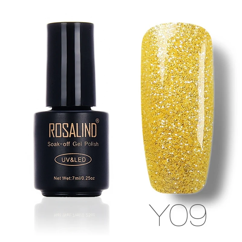 Y09 ROSALIND гель 1S 7 мл серебряный алмазный Гель-лак для ногтей Блеск Маникюр дизайн ногтей Полупостоянный замачиваемый Цветной Гель-лак - Цвет: Y09