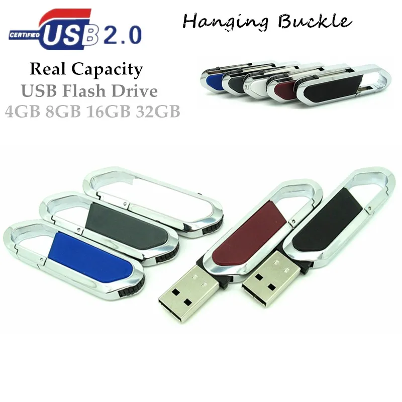 5 цветов металлическая подвесная пряжка usb флеш-накопитель ручка с карабином 4 ГБ 8 ГБ 16 ГБ 32 ГБ Флешка реальная емкость карта памяти диск