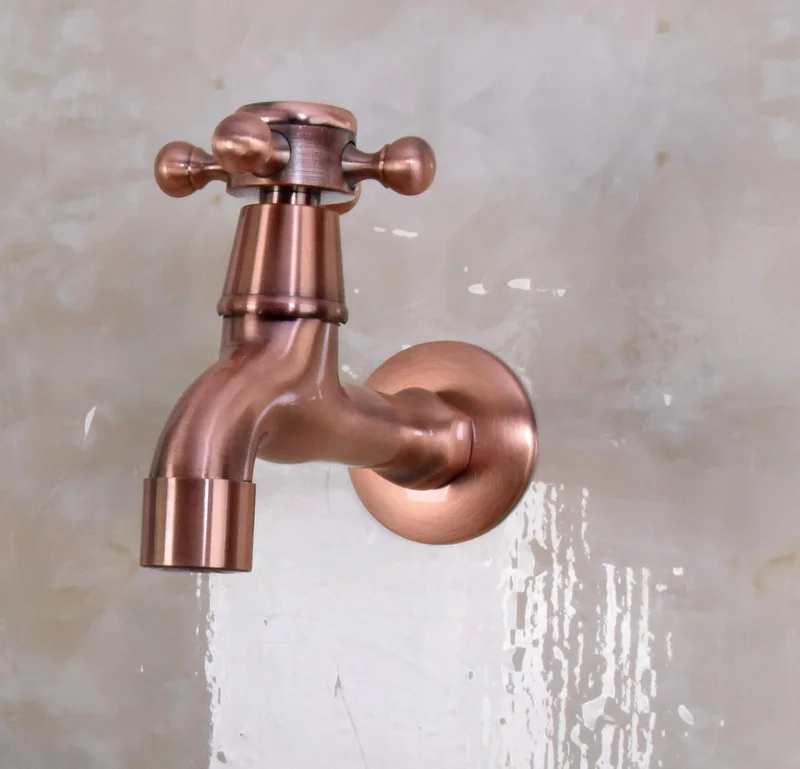 Античный красный медный латунный кухонный кран с одной поперечной ручкой