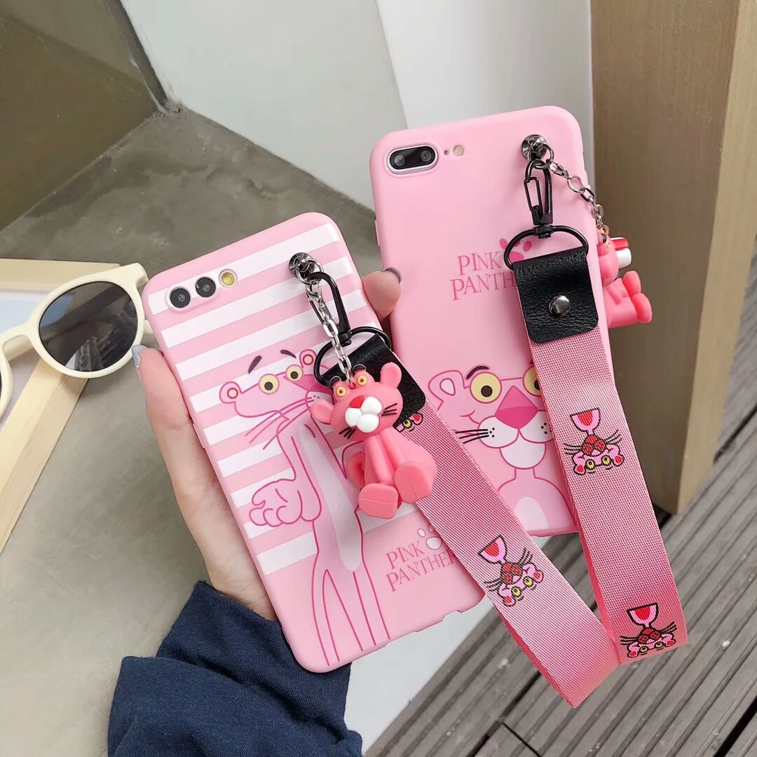Чехлы для телефонов iPhone 7 Plus 6 6s 8 X милые розовые Пантеры Мультяшные Мягкие