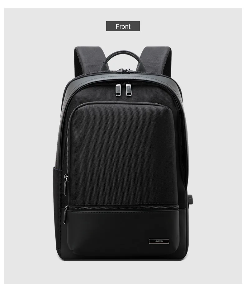 BOPAI Водонепроницаемый черный рюкзак большой емкости Anti Theft Back Pack USB для мужчин