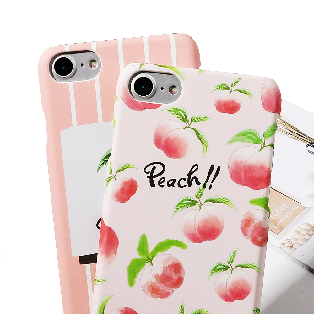 LOVECOM милый розовый персиковый фруктовый чехол для телефона для iPhone X, 6, 6 S, 7, 8 Plus, 5S, 5, SE, полуобернутый жесткий чехол из поликарбоната, чехол для iPhone X, подарок