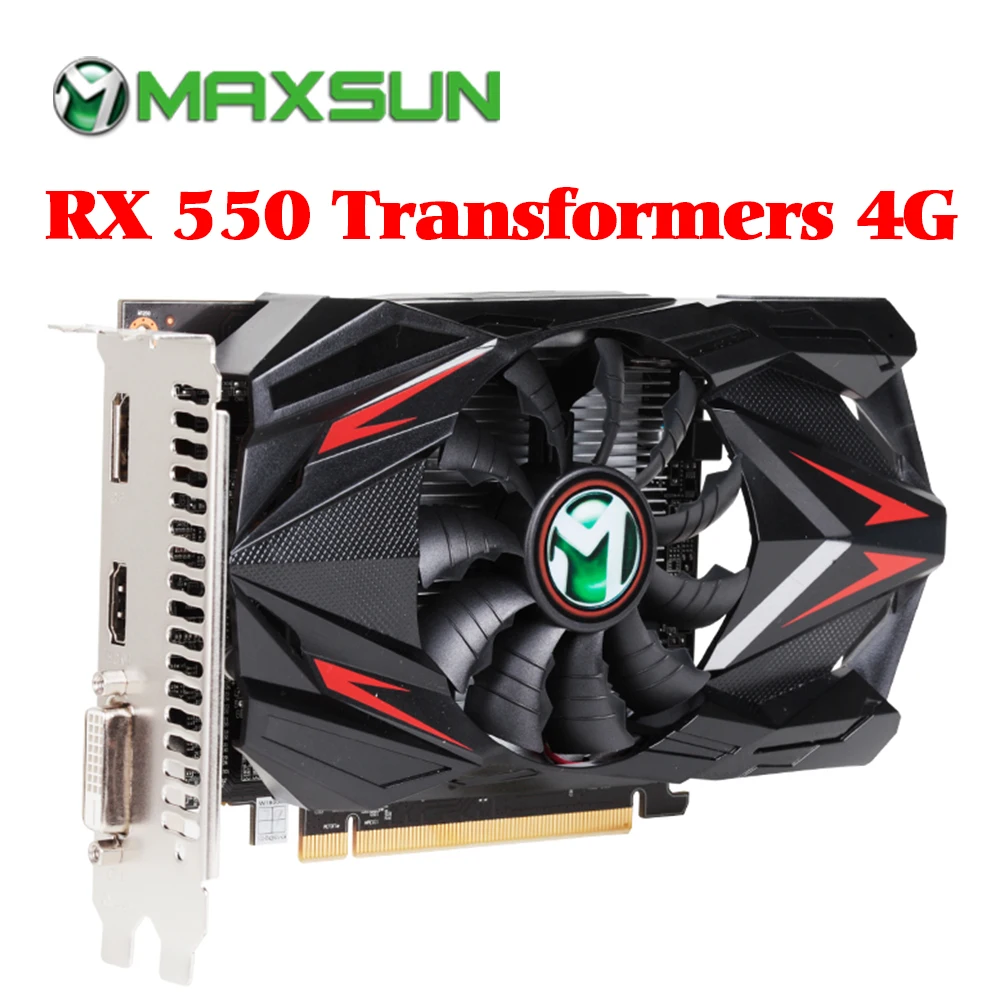 Графическая карта MAXSUN Redon RX 550 4G AMD 128bit GDDR5 6000 МГц 1183 DirectX 12 HDMI + DP DVI 512 блок RX550