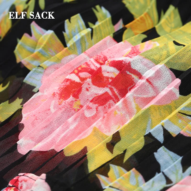 ELFSACK, новинка весны, женские юбки, повседневные, цветочный принт, женские юбки, стильные, трапециевидные, длина по щиколотку, женские юбки, уличная одежда
