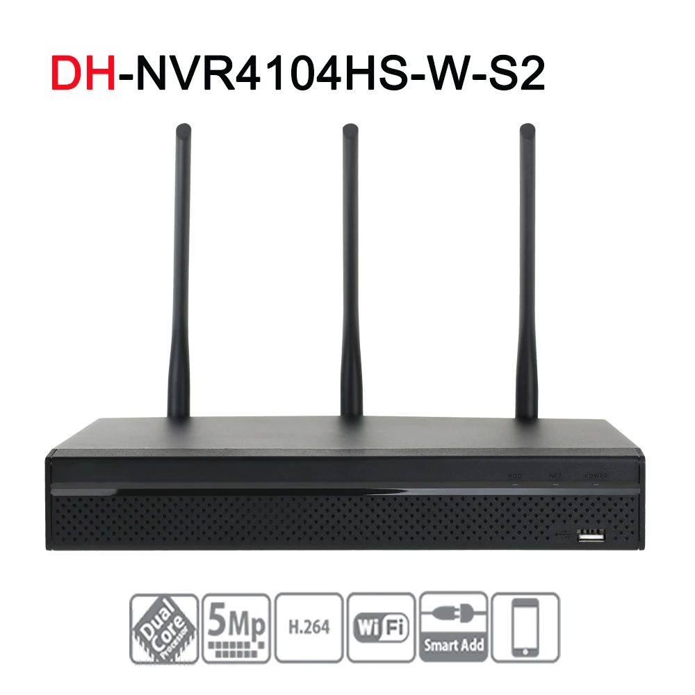 DHI-NVR4104HS-W-S2 Беспроводной NVR рекордер wifi для безопасности IP Камера WI-FI CCTV Системы 2 4