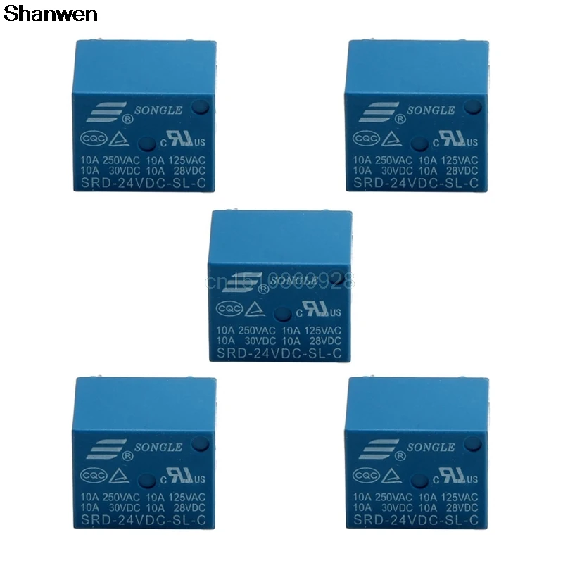 Комплект из 5 предметов Pins SRD 24VDC SL C PCB 24V DC катушки Мощность реле|power makeup|power cords for