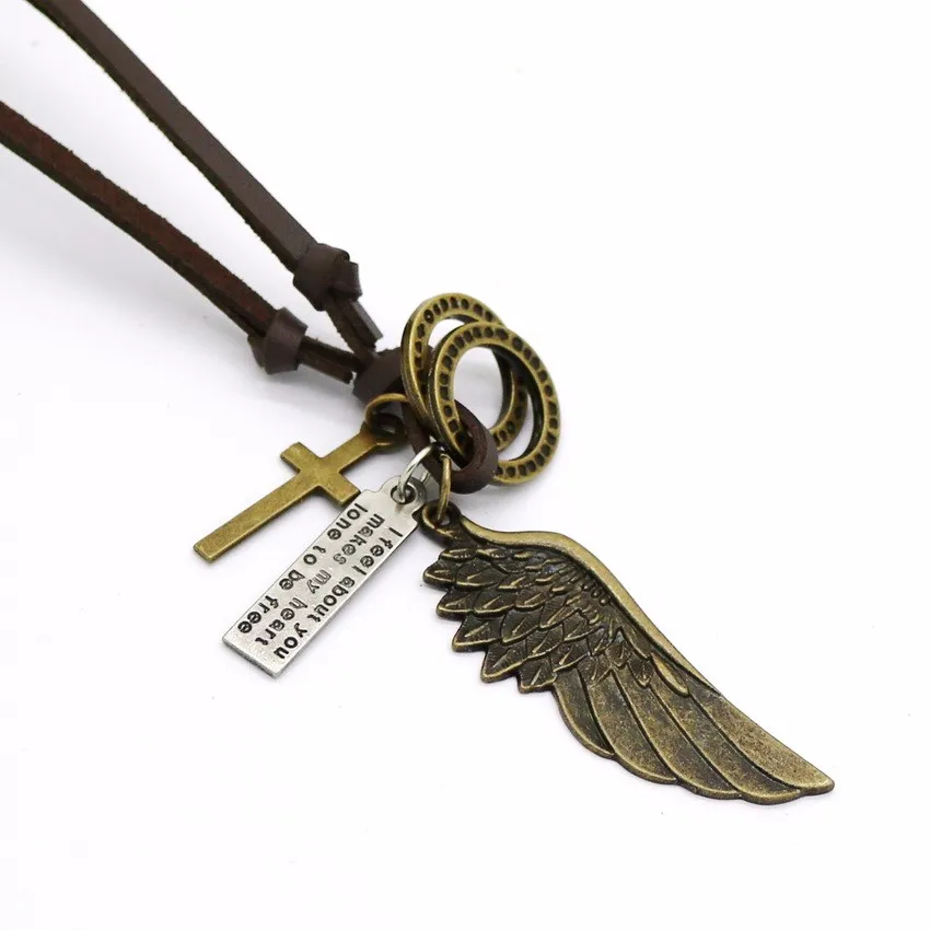Мужское кожаное ожерелье с подвеской в стиле Ретро|necklace casual|anchor necklacemens anchor necklace |
