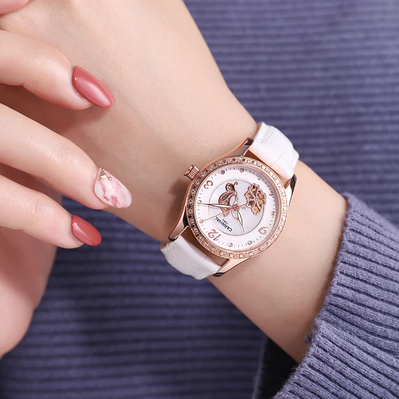 

Women Watches Carnival Luxury Brand Watch Women Automatic Mechanical Wrist Watch Sapphire Skeleton relogio feminino C8009L-4