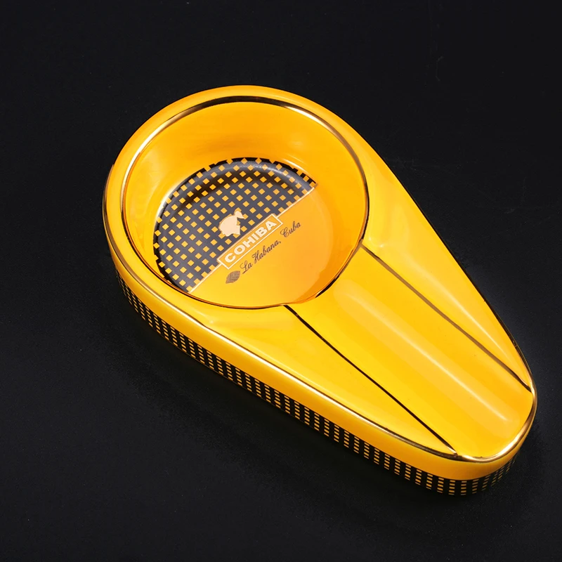 Керамическая пепельница COHIBA для сигар подставка круглая ясень белый портативный