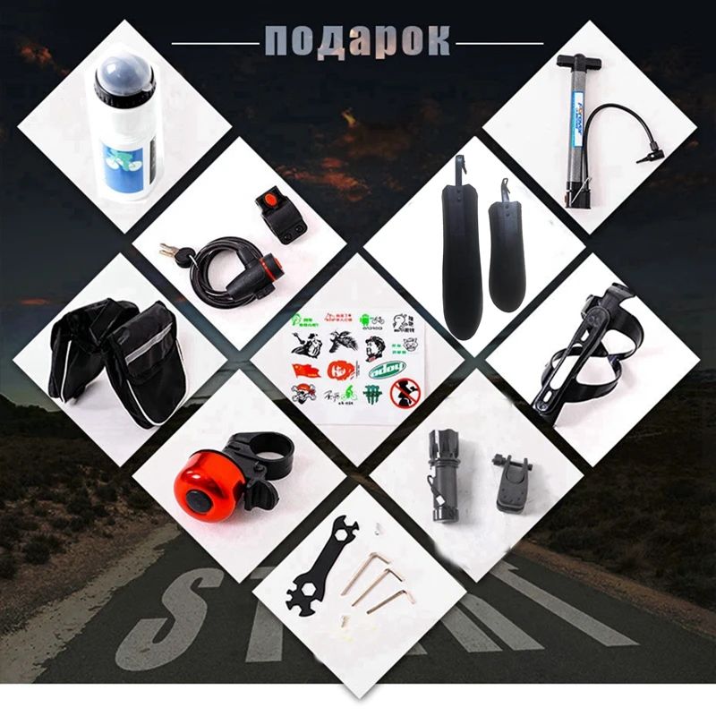 wolf's fang mountain bike 21 speed 2.0 inch bicycle Road bike Fat Bike Mechanical Disc Brake Women and children bicycles