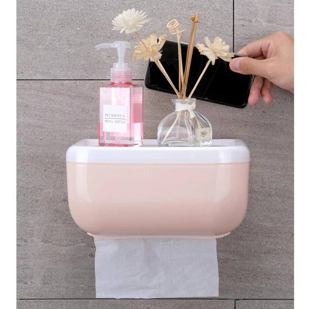 3Colors Toilet Paper Roll Holder Bathroom Tissue Box Dispenser Waterproof Easy Install