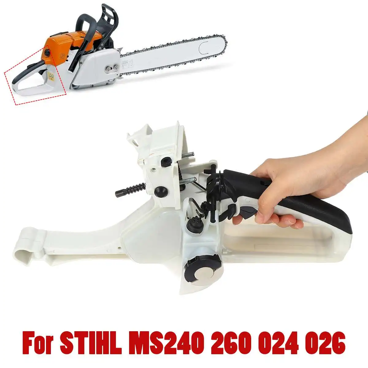 Газовый топливный бак с задней ручкой для бензопилы STIHL MS260 MS240 026 024 1121 350 0829 сплав+ пластик 40x16x12,5 см садовые электроинструменты