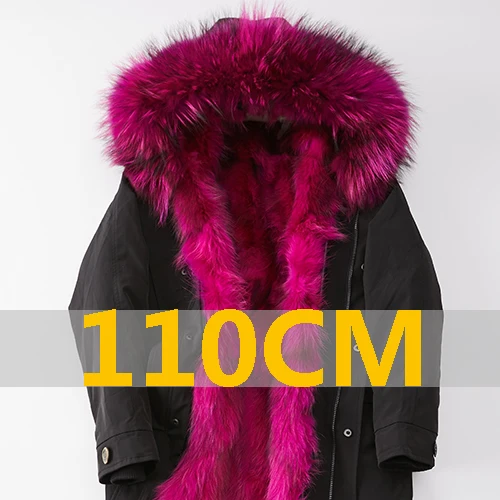 red fur 110cm Maylofuer Шуба из меха енота и лисы Парка зимняя куртка Пальто для женщин Куртка из натурального меха енота Натуральный мех лисы из меха норки - Цвет: red fur 110cm