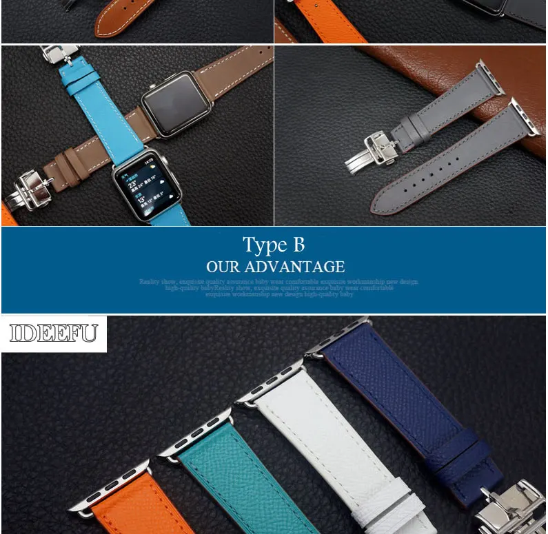 Браслет для часов Apple Watch Seires 4 5 40-44 мм ремешок из натуральной кожи для herm Apple Watch Band Series 1 2 3 iWatch Ремешки для наручных часов