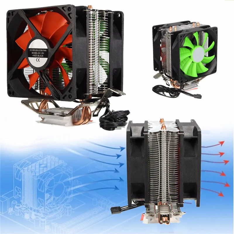 3 Pin cpu двойной вентилятор кулер охлаждения радиатора для Intel LGA775/1156/1155 AMD AM2/AM2+/AM3 для AM4 Ryzen для Pentium