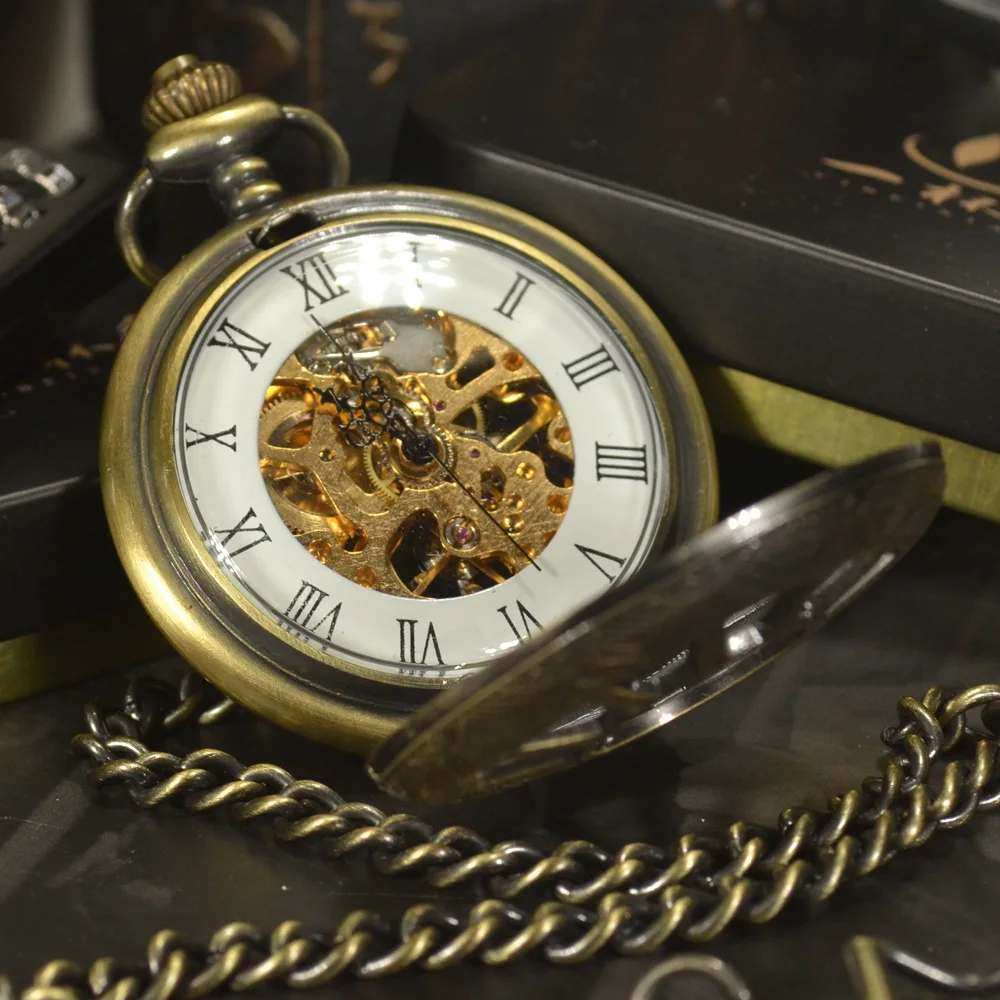 Часы карманные TIEDAN в стиле стимпанк античные бронзовые Механические