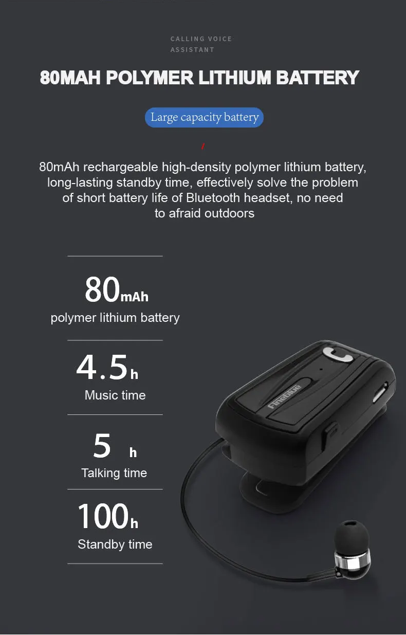Fineblue F-V6 Bluetooth 4,0 мини наушники стерео Bluetooth Беспроводные наушники с зажимом для IOS Android телефон с шумоподавлением