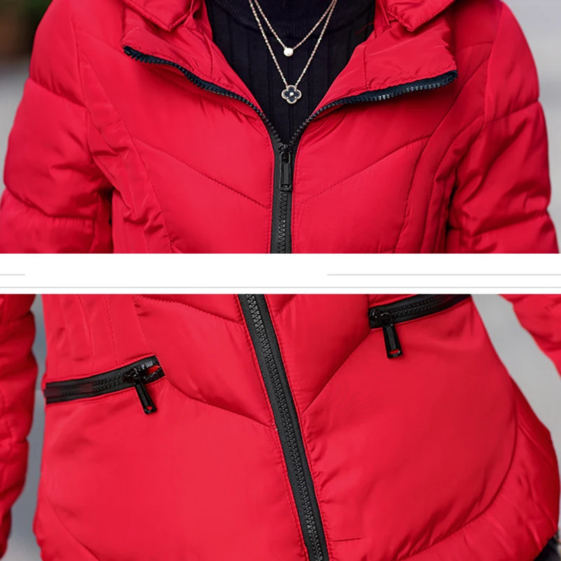 Зимнее хлопковое пальто для женщин 2020 однотонная тонкая короткая парка с длинным