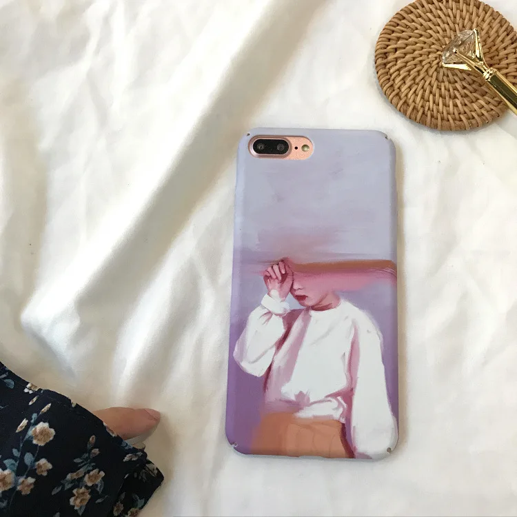 Fashion Abstract Art Retro Oil Girl Phone case For iphone x Hard PC Frosted back cover 6 6s 7 7plus coque fundas |