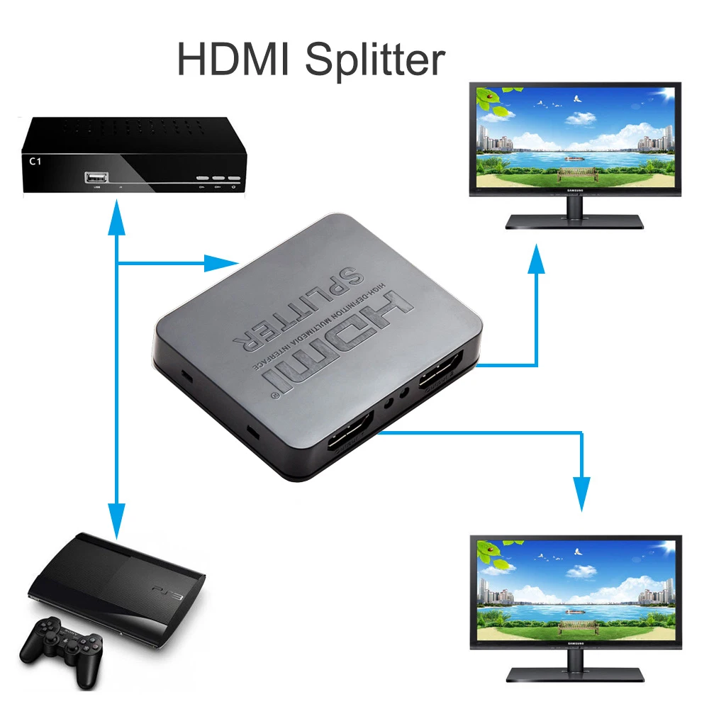 Премиум Full HD 3D 1080p 4K HDMI сплит тер коммутатор 1X2 1 в 2 выход усилитель двойной дисплей