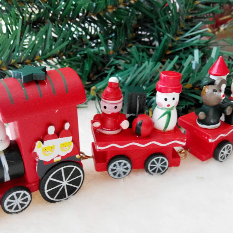 Милый Рождественский деревянный маленький поезд Санта Клаус Рождество поезда