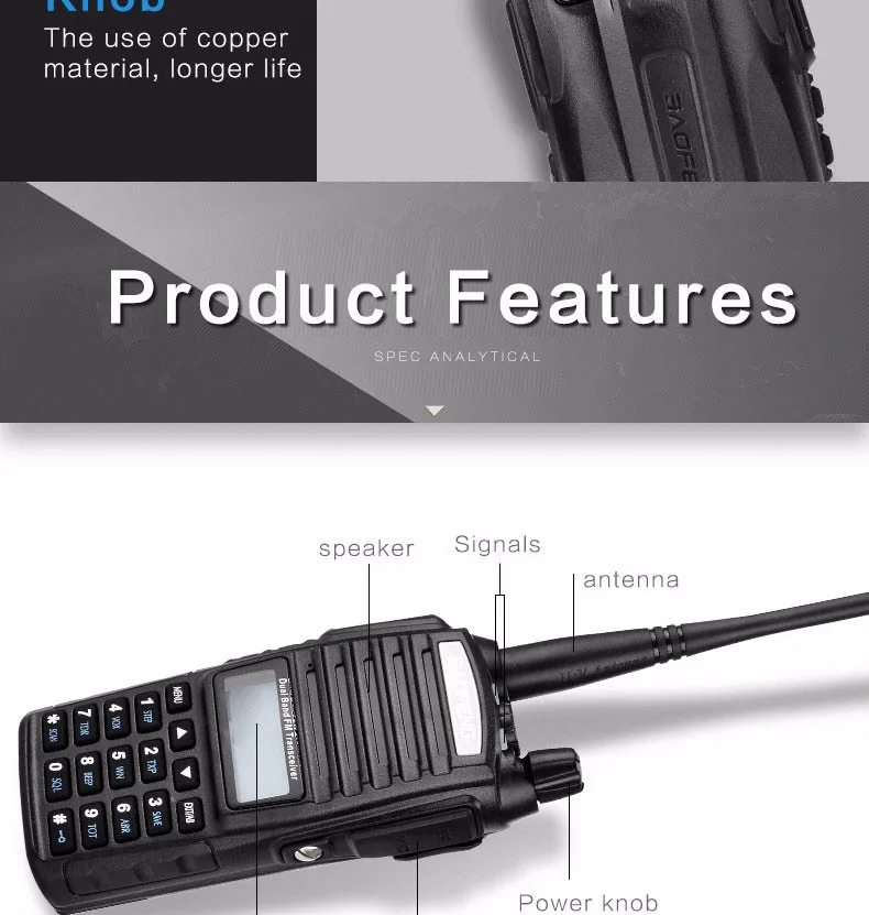 Рация BaoFeng UV-82 двухдиапазонный 136-174/400-520 MHz FM Ham двухсторонний радиоприемопередатчик BaoFeng 82 CB радио