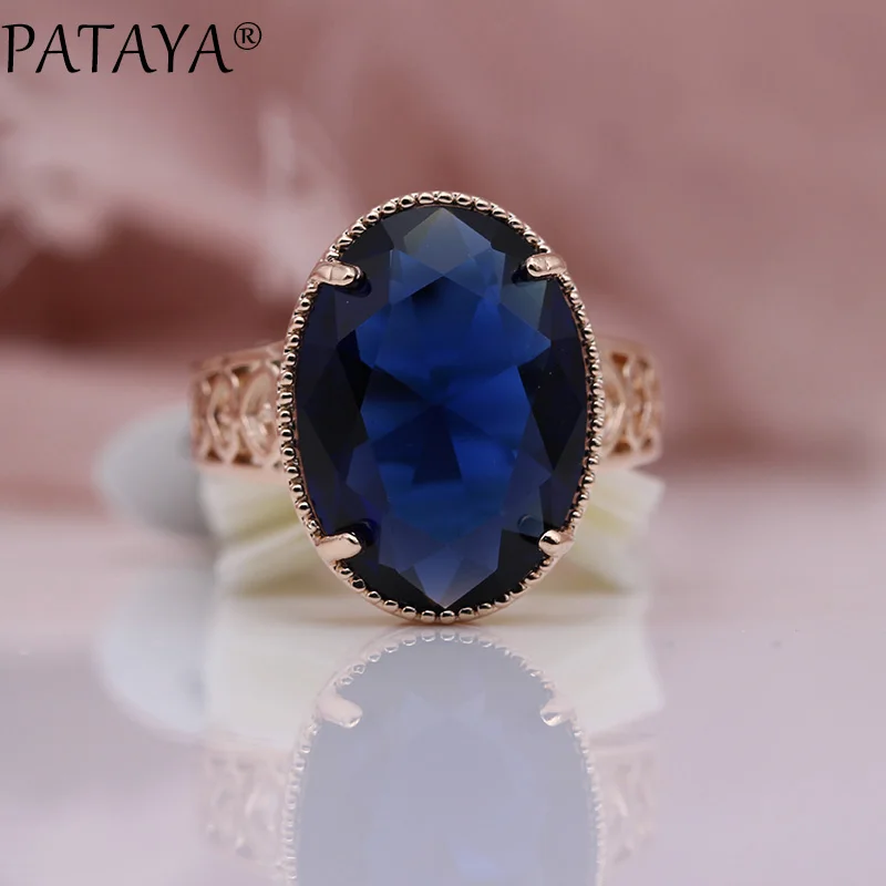PATAYA, новинка, Овальный турмалин, 13 цветов, роскошные кольца для женщин, для свадьбы, вечеринки, модные украшения, 585, розовое золото, натуральный циркон, изящные кольца