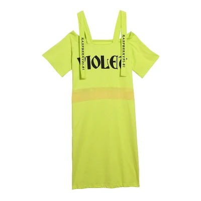 2017 Лето Женщины Платье Мода Письма Печатаются Холодный С Slash Шеи Спагетти Ремень