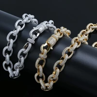 topgrillz 15mm width mens twisted link chain necklace iced out bling aaa cz stones hip hop gold silver color chain jewelry