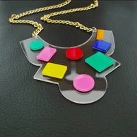 fashion long colorful geometric acrylic necklaces for women hyperbole stylish transparent statement necklaces e19011
