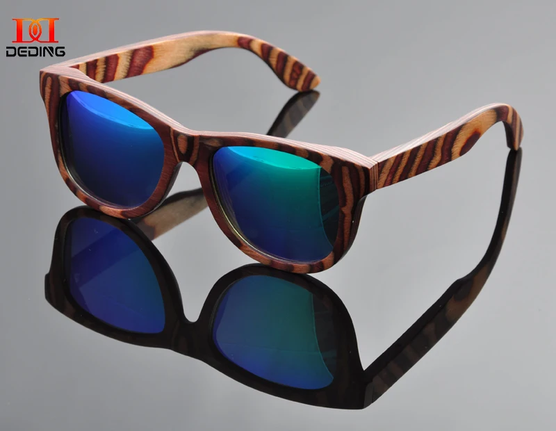 Новые солнцезащитные очки из разноцветного дерева женские в оправе натурального