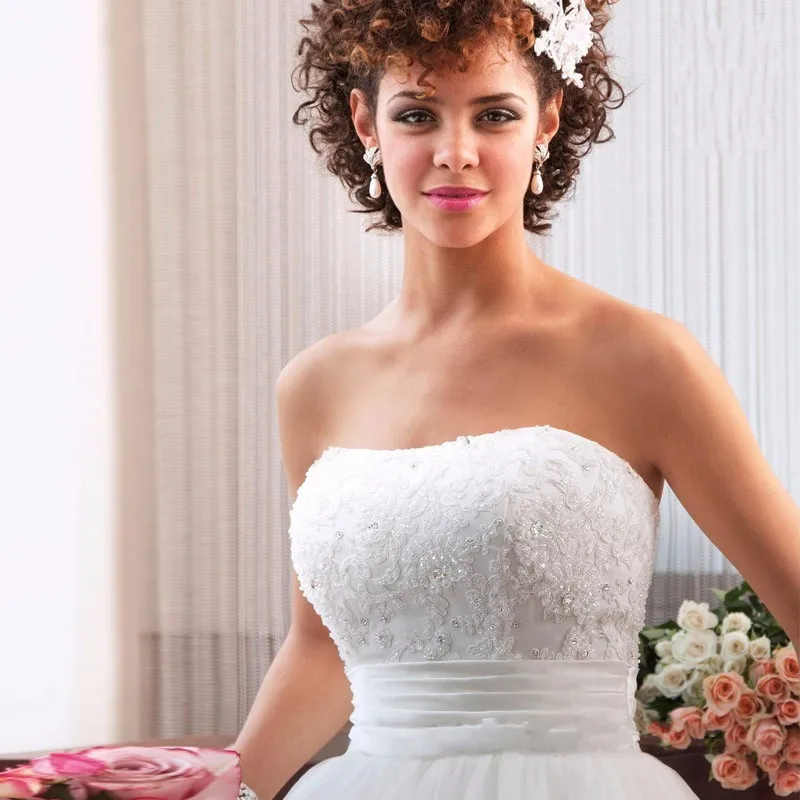 Tulle Beaded Applique Lace Cheap White Ball Gowns Wedding Dresses 2017 Vestidos De Novia Cinderella Gown | Свадьбы и торжества