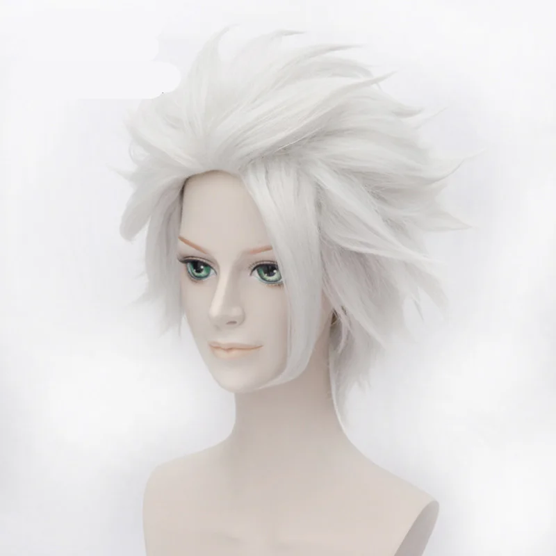 Аниме BLEACH Hitsugaya Toushirou Косплей короткий Серебряный парик термостойкие