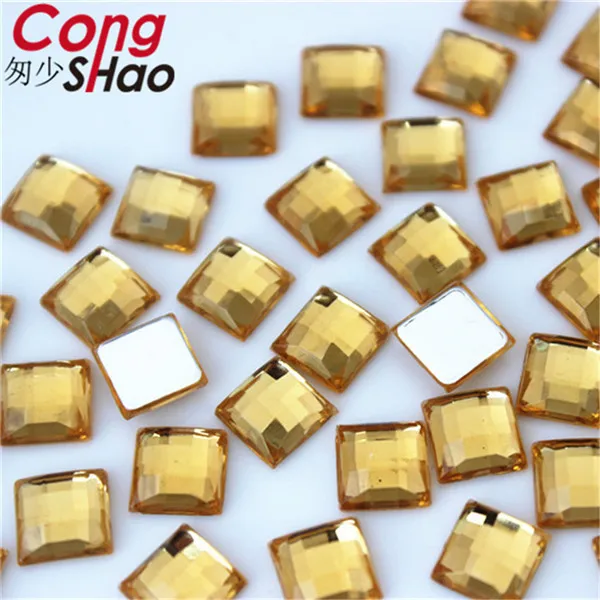 Light Yellow Cong shao 300 шт 8 мм квадратной формы цветные акриловые искусственные бриллианты аппликация камни и кристаллы драгоценные камни плоская полированная задняя поверхность для поделок YB714 - Цвет: Light Yellow