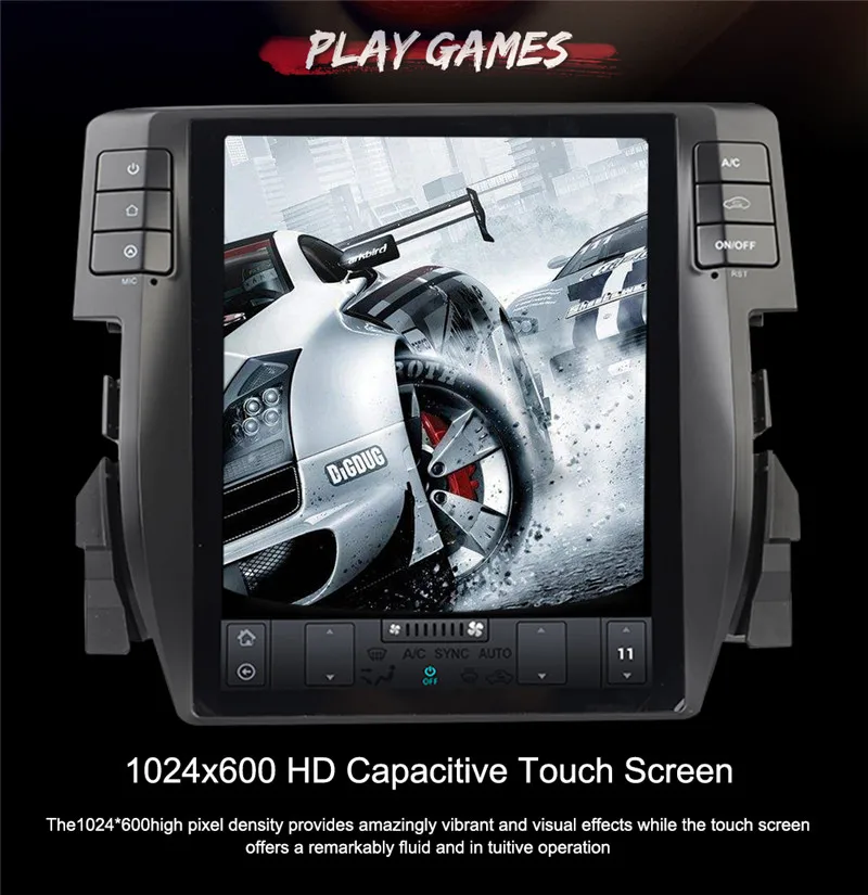 10,4 дюймов Android 6,0 Tesla стиль автомобильный dvd-плеер gps Navi для Honda Civic стерео мультимедиа головное устройство Авторадио Satnav