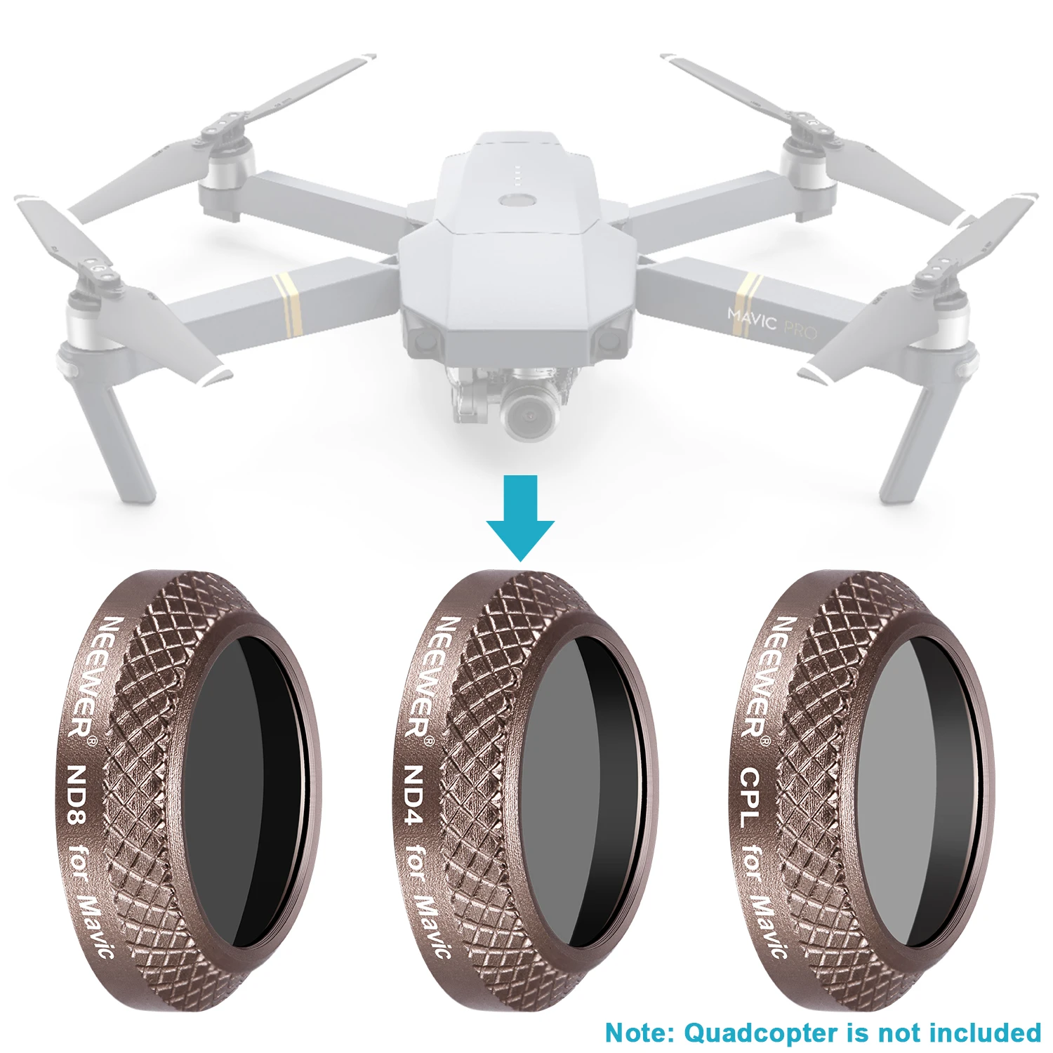 Neewer Комплект из 3 шт. Для Drone Quadcopter DJI Mavic Pro Включает: объективные фильтры CPL, ND4 и ND8