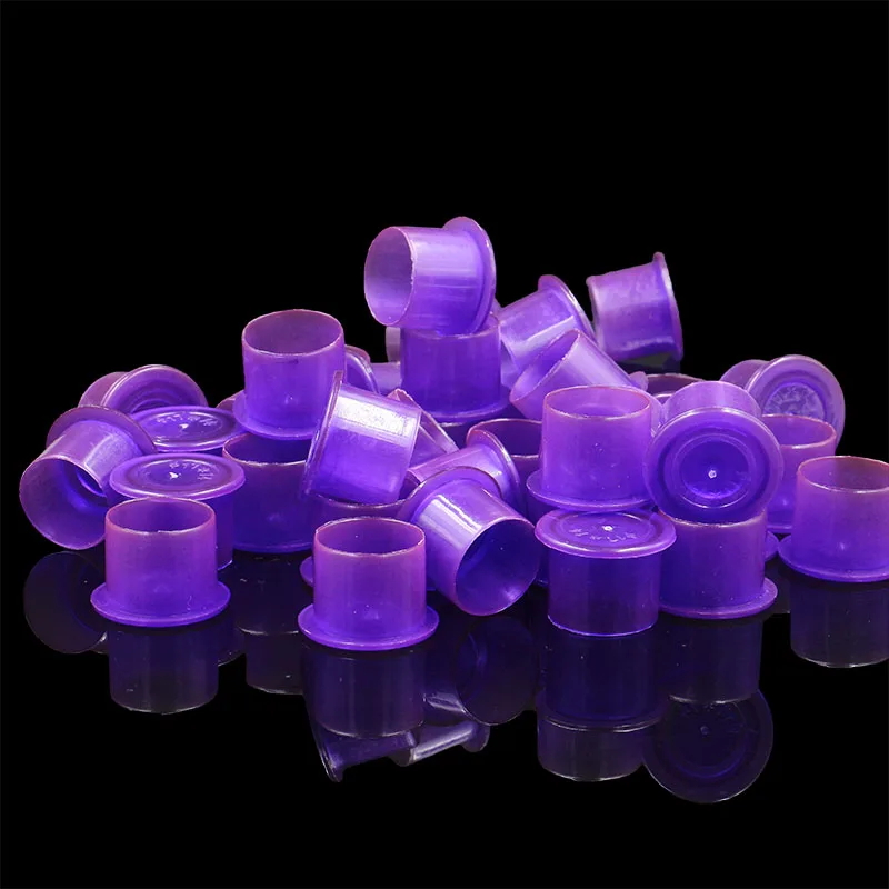 Одноразовые чашки с чернилами для тату, брендовые стерильные самостоящие фиолетовые колпачки с чернилами, три размера, аксессуары для тату