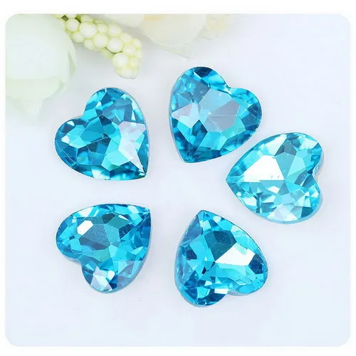 turquoise Разноцветные стеклянные стразы в форме сердца для одежды, аксессуары для телефонов 8 мм 10 мм 12 мм 14 мм 18 мм 27 мм - Цвет: turquoise