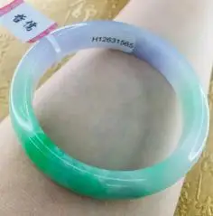 54mm-56mm Отправить сертификат натуральный жадеитовый браслет элегантный зеленый+ фиолетовый 54-61 мм Женский нефритовый браслет ювелирный подарок - Цвет камня: 54mm-56mm