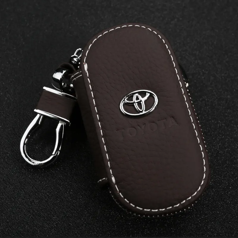 Leather Fob Case For Toyota RAV4 Camry Highlander Corolla Prado Avensis Yaris Auris Car Key Shell With Logo | Автомобили и