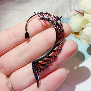 black gun plated Hibride роскошь дизайн ясно AAA кубический циркон в виде капли воды Кафф Для женщин Серьги Brincos, можно носить с одного куска Bijoux Femme(украшения своими руками) E-947 - Окраска металла: black gun plated