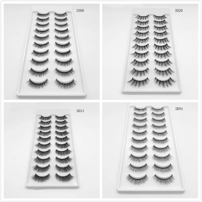 10 пар Поддельные ресницы мягкие и удобные тонкие ручной работы естественный