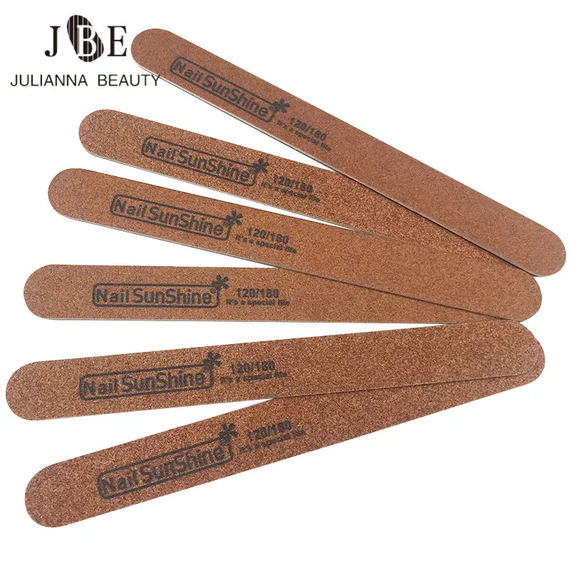 

10pcs/lot High Quality Wooden Brown Nail Files Sanding Nail Buffer File Thick Wood Emery Board Nail File 120/180 Pedicure Tool